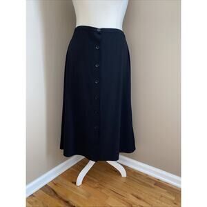 CJ Banks Christopher & Banks Black Button Front Rayon Blend Midi Skirt Size 2X